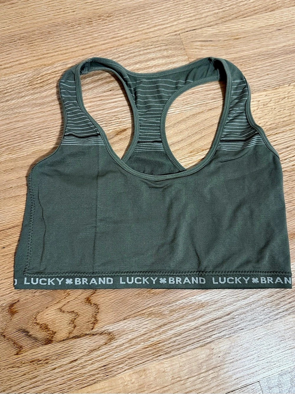 Lucky Brand Seamless Racerback Bralette Olive Green XL